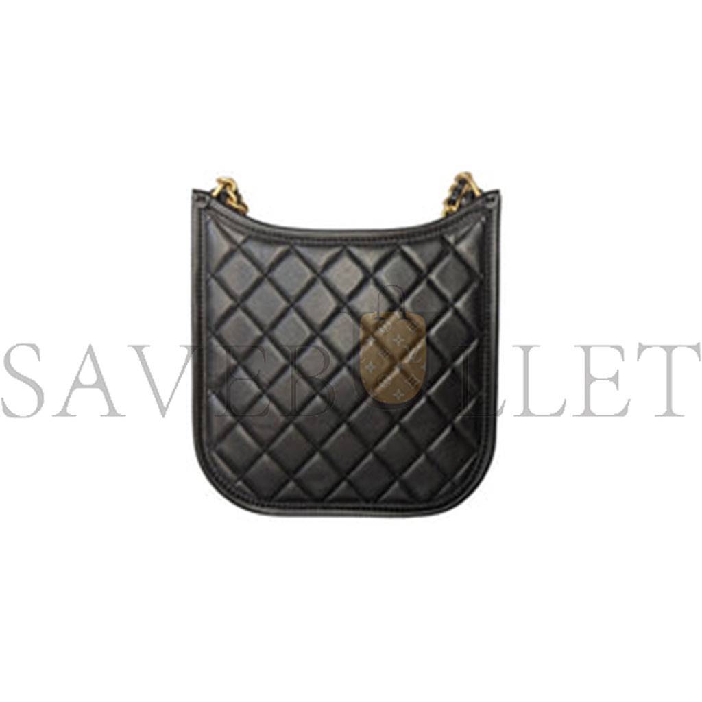 Ch*el master black calfskin quilted cc crossbody hobo handbag as4532 (24*20*6cm)